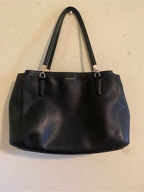 Coach Madison Christie Carryall 29422 Black Saffiano Leather Shoulder Tote Bag